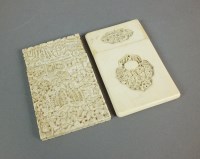 Lot 364 - A Chinese Canton carved ivory card case, Qing,...
