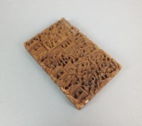 Lot 365 - A Chinese carved sandalwood card case, worked...