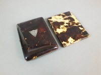Lot 368 - A tortoiseshell card case with white metal...