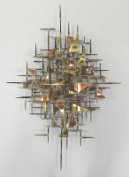 Lot 375 - Curtis Jere Wall hanging, wire and chrome,...