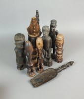 Lot 391 - Eight various African carved hardwood figures...