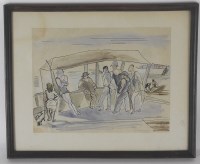 Lot 464 - Jules Pascin (1885-1930) Figures by the shore...