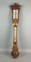 Lot 537 - A Victorian oak cased stick barometer,...
