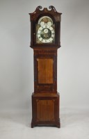 Lot 540 - An oak and mahogany crossbanded longcase clock,...