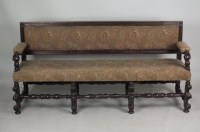 Lot 593 - A Victorian oak hall bench, 19th century, the...