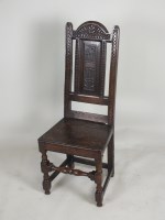 Lot 598 - A joined oak panel seat chair, early 18th...