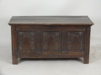 Lot 608 - A joined oak chest, 17th century and later,...