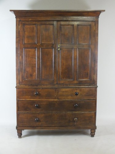 Lot 623 - An early Victorian oak press cupboard, 19th...