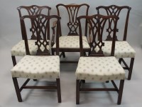 Lot 627 - Four George III mahogany dining chairs, 18th...