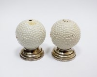 Lot 3 - A pair of silver mounted ceramic golf ball...