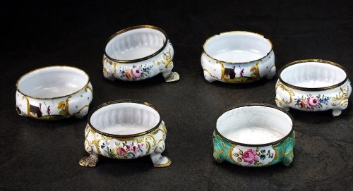 Lot 38 - Six assorted 18th century English enamel table...