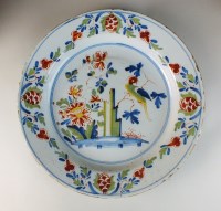 Lot 45 - A Lambeth Delftware polychrome dish, mid-18th...