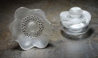 Lot 51 - A modern Lalique Crystal glass flower together...