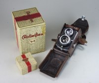 Lot 61 - A Rolleiflex twin lens camera No: 642524 along...