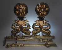 Lot 67 - A pair of 19th century Gothic revival brass...