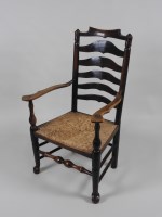 Lot 123 - A 19th century Lancashire ash wood wavy ladder...