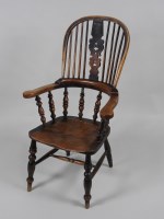 Lot 125 - A Victorian ash and elm high Windsor the...