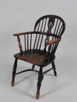 Lot 126 - A mid 19th century ash and elm low Windsor...