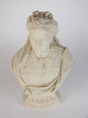 Lot 197 - A parian bust of Queen Victoria by Copeland,...