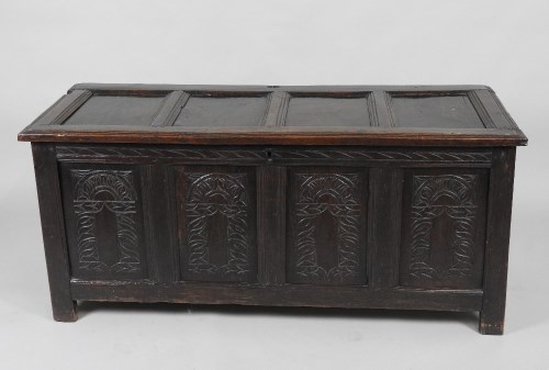 Lot 265 - A late 17th century joined oak coffer, the...