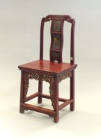 Lot 5 - A Chinese painted and parcel gilt hardwood...