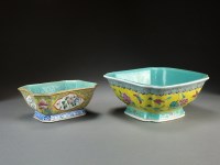 Lot 12 - Two Chinese famille rose bowls, late Qing...