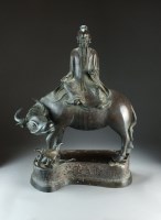 Lot 39 - A large Chinese bronze figure of Laozi on a...