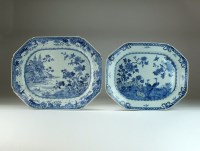 Lot 98 - Two Chinese blue and white platters, Qianlong,...