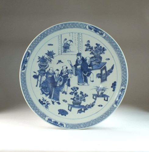 Lot 99 - Two Chinese blue and white circular dishes,...