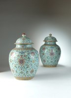 Lot 121 - An impressive pair of Chinese famille rose...