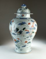 Lot 124 - A large Chinese famille verte vase and cover,...