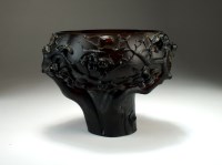 Lot 181 - A Chinese amber glass libation cup, 20th...
