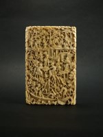 Lot 212 - A Chinese Canton carved ivory card case, 19th...