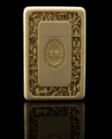 Lot 216 - A Chinese Canton carved ivory card case, Qing,...