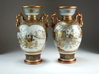 Lot 239 - A pair of Japanese Kutani vases, Meiji era, of...