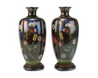 Lot 253 - A Pair of Japanese cloisonne vases, Meiji era,...
