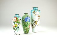 Lot 256 - Three Japanese ginbari cloisonne vases, Taisho...