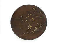 Lot 259 - A Japanese inlaid bronze dish, Meiji era, of...
