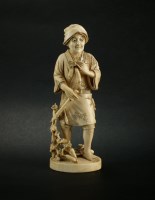 Lot 260 - A Japanese ivory okimono of a farmer, Meiji...