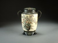 Lot 268 - A Japanese silver mounted shibayama-inlaid...