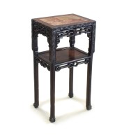 Lot 290 - A Chinese hardwood and marble urn stand, 19th...