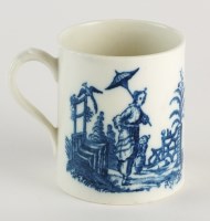 Lot 7 - A Caughley mug, circa 1785, transfer-printed...
