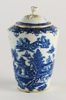 Lot 17 - A Worcester blue and white tea canister and...