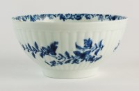 Lot 21 - A Worcester reeded porcelain bowl, circa 1760,...