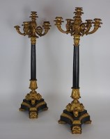 Lot 85 - A pair of Charles X ormolu mounted black...