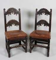 Lot 350 - A set of four oak Derbyshire style dining...