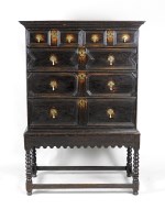 Lot 357 - A 17th century and later oak chest on stand...