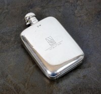 Lot 19 - A silver presentation hip flask, G & J W...
