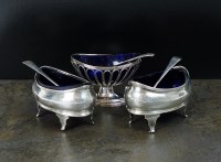 Lot 43 - A pair of George III oval silver salts, AF,...