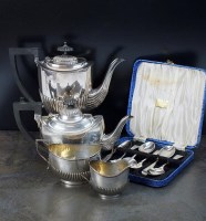 Lot 88 - A bachelors three piece silver tea service,...